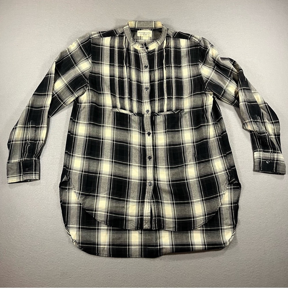 Ralph Lauren Denim Supply Shirt Women Size LG Plaid Long Sleeve Tunic Top EUC